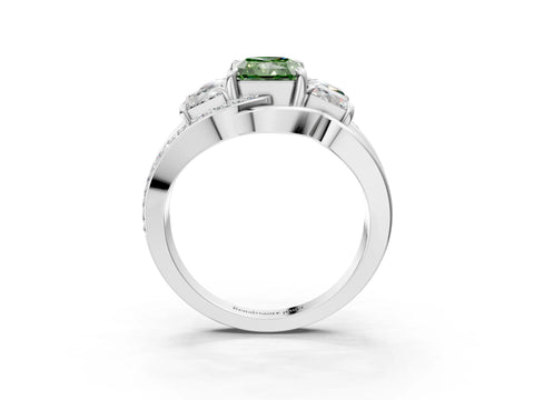 White gold Three-Stone Fancy Green Radiant Cut Cut Diamond Split Shank Prong Set Ring_27