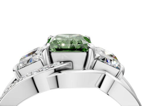 White gold Three-Stone Fancy Green Radiant Cut Cut Diamond Split Shank Prong Set Ring_28