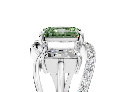 White gold Three-Stone Fancy Green Radiant Cut Cut Diamond Split Shank Prong Set Ring_29