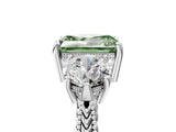 White gold Three-Stone Fancy Green Radiant Cut Cut Milgrain Band Prong Setting Ring_11