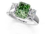 White gold Three-Stone Fancy Green Radiant Cut Cut Solitaire Ring with Classic Prong Setting_13