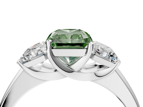 White gold Three-Stone Fancy Green Radiant Cut Cut Solitaire Ring with Classic Prong Setting_16