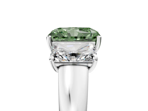 White gold Three-Stone Fancy Green Radiant Cut Cut Solitaire Ring with Classic Prong Setting_17