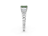 White gold Three-Stone Fancy Green Radiant Cut Diamond Braided Band Ring with Four-Prong Setting_135