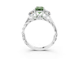 White gold Three-Stone Fancy Green Radiant Cut Diamond Braided Band Ring with Four-Prong Setting_136