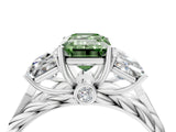 White gold Three-Stone Fancy Green Radiant Cut Diamond Braided Band Ring with Four-Prong Setting_157