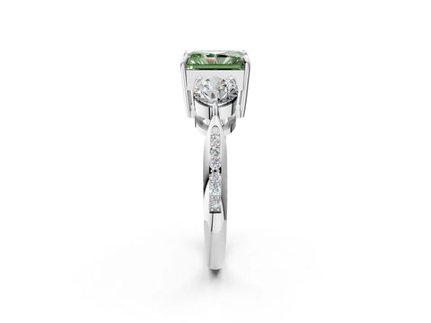 White gold Three-Stone Fancy Green Radiant Cut Diamond Channel Set Engagement Ring with Prong Setting_14