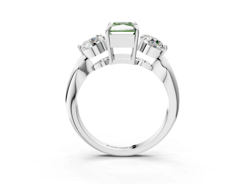 White gold Three-Stone Fancy Green Radiant Cut Diamond Channel Set Engagement Ring with Prong Setting_15