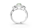 White gold Three-Stone Fancy Green Radiant Cut Diamond Channel Set Engagement Ring with Prong Setting_15