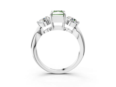 White gold Three-Stone Fancy Green Radiant Cut Diamond Channel Set Engagement Ring with Prong Setting_15