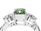 White gold Three-Stone Fancy Green Radiant Cut Diamond Channel Set Engagement Ring with Prong Setting_16