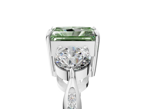 White gold Three-Stone Fancy Green Radiant Cut Diamond Channel Set Engagement Ring with Prong Setting_17