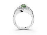 White gold Three-Stone Fancy Green Radiant Cut Diamond Engagement Ring with Pave Band and Prong Setting_15