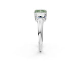 White gold Three-Stone Fancy Green Radiant Cut Diamond Engagement Ring with Prong Setting_17