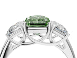 White gold Three-Stone Fancy Green Radiant Cut Diamond Engagement Ring with Prong Setting_19