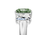 White gold Three-Stone Fancy Green Radiant Cut Diamond Engagement Ring with Prong Setting_20