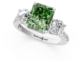 White gold Three-Stone Fancy Green Radiant  Cut Diamond Pavé Band with Four-Prong Setting_26