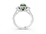 White gold Three-Stone Fancy Green Radiant  Cut Diamond Pavé Band with Four-Prong Setting_28