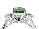 White gold Three-Stone Fancy Green Radiant  Cut Diamond Pavé Band with Four-Prong Setting_29