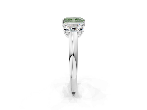 White gold Three-Stone Fancy Green Radiant  Cut Diamond Ring with Channel-Set Band and Four-Prong Setting_32