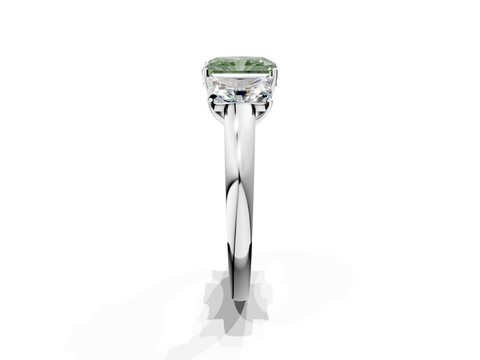 White gold Three-Stone Fancy Green Radiant  Cut Diamond Ring with Channel-Set Band and Four-Prong Setting_34
