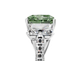White gold Three-Stone Fancy Green Radiant Cut Diamond Ring with Pavé Band and Prong Setting_132