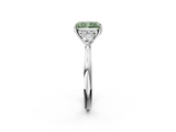 White gold Three-Stone Fancy Green Radiant  Cut Diamond Ring with Pear Side Stones in Four-Prong Setting_128