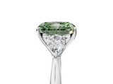 White gold Three-Stone Fancy Green Radiant  Cut Diamond Ring with Pear Side Stones in Four-Prong Setting_131