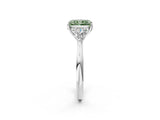 White gold Three-Stone Fancy Green Radiant Cut Diamond Ring with Pear  Side Stones in Four-Prong Setting_14