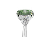 White gold Three-Stone Fancy Green Radiant Cut Diamond Ring with Pear  Side Stones in Four-Prong Setting_17