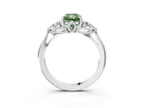 White gold Three-Stone Fancy Green Radiant Cut Diamond Ring with Pear  Side Stones in Four-Prong Setting_63
