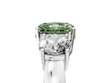 White gold Three-Stone Fancy Green Radiant Cut Diamond Ring with Round Side Stones, Classic Band, and Four-Prong Setting_5