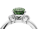 White gold Three-Stone Fancy Green Radiant  Cut Diamond Solitaire with Prong Setting and Classic Band_49