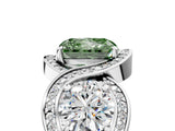 White gold Three-Stone Fancy Green Radiant Cut Diamond Wave Pave Band with Prong Setting_11