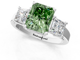 White gold Three-Stone Fancy Green Radiant  Cut Solitaire Ring with Prong Setting_4
