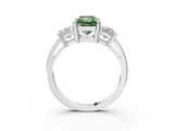 White gold Three-Stone Fancy Green Radiant  Cut Solitaire Ring with Prong Setting_6
