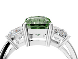 White gold Three-Stone Fancy Green Radiant  Cut Solitaire Ring with Prong Setting_7