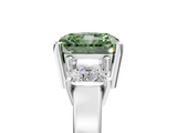 White gold Three-Stone Fancy Green Radiant  Cut Solitaire Ring with Prong Setting_8