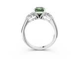 White gold Three-Stone Fancy Green Radiant  Diamond Ring with Pear Side Stones in Four-Prong Setting_96