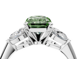 White gold Three-Stone Fancy Green Radiant  Diamond Ring with Pear Side Stones in Four-Prong Setting_97
