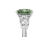 White gold Three-Stone Fancy Green Radiant  Diamond Ring with Pear Side Stones in Four-Prong Setting_98