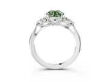 White gold Three-Stone Fancy Green Round Cut Brilliant Diamond Solitaire Ring with Tapered Band and Four-Prong Setting_34