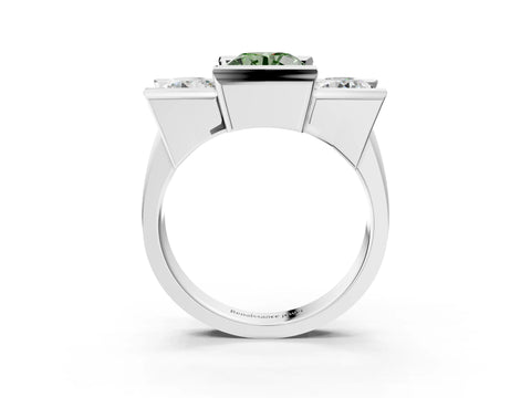 White gold Three Stone Fancy Green Round Cut Cut Channel Set Diamond Ring_27