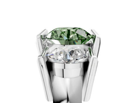 White gold Three Stone Fancy Green Round Cut Cut Channel Set Diamond Ring_29