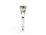 White gold Three-Stone Fancy Green Round Cut Cut Diamond Engagement Ring with Flat Band and Four-Prong Setting_14