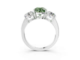 White gold Three-Stone Fancy Green Round Cut Cut Diamond Engagement Ring with Flat Band and Four-Prong Setting_15