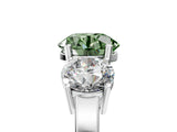 White gold Three-Stone Fancy Green Round Cut Cut Diamond Engagement Ring with Flat Band and Four-Prong Setting_17