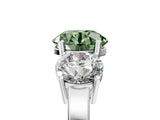 White gold Three-Stone Fancy Green Round Cut Cut Diamond Engagement Ring with Flat Band and Four-Prong Setting_17