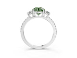 White gold Three-Stone Fancy Green Round Cut Cut Diamond Pavé Band with Prong Setting_48