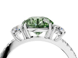 White gold Three-Stone Fancy Green Round Cut Cut Diamond Pavé Band with Prong Setting_55
